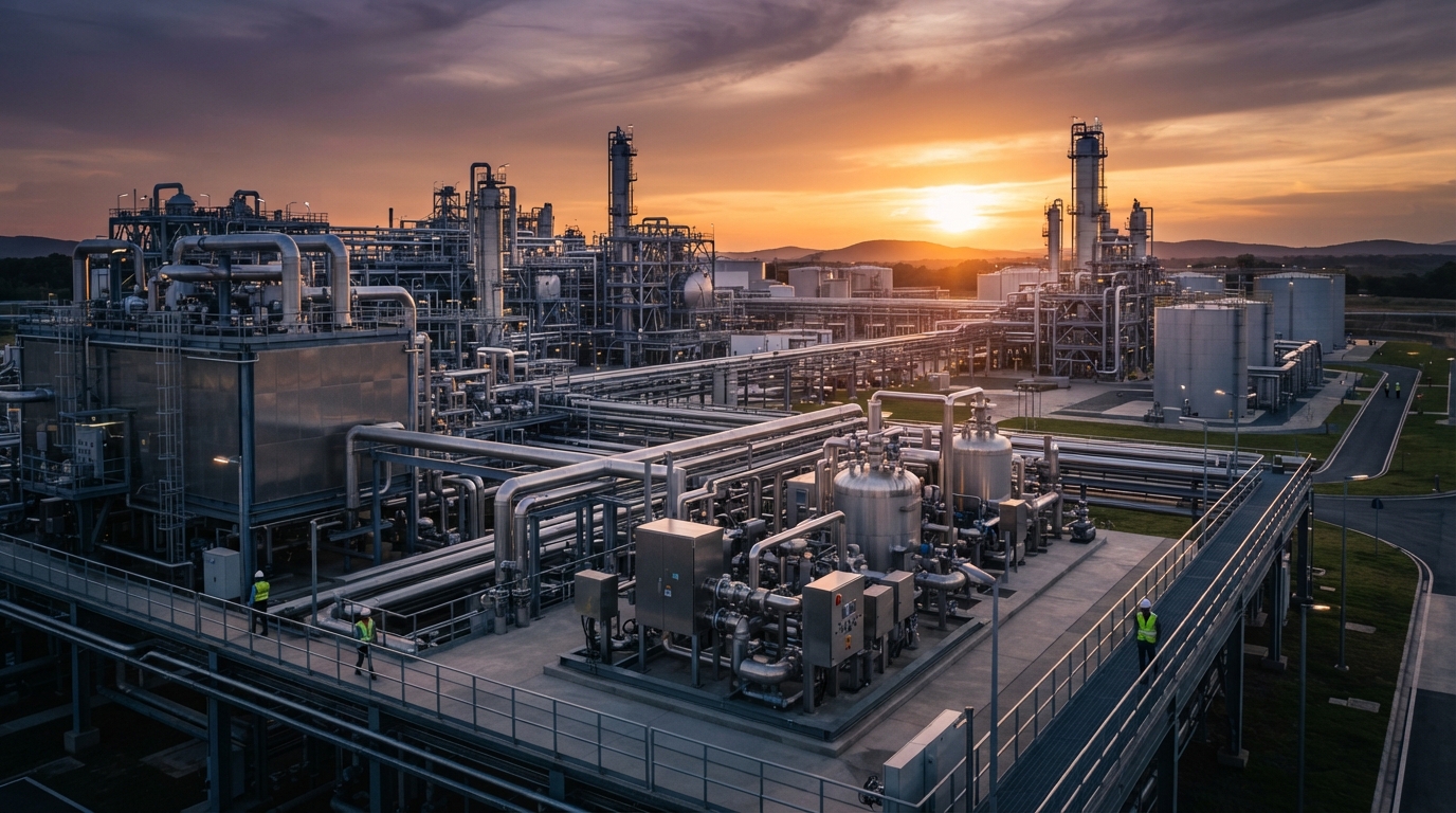Emerson's automation technology at Europe's first dedicated greenfield sustainable aviation fuel plant, symbolizing a new era in green aviation.