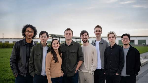 Futuristic AI brain connecting with diverse people collaborating on a holographic interface, symbolizing growth and innovation in AI startups.