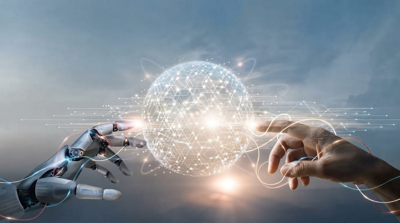A human leader observing a complex AI system interface, symbolizing the human role in algorithmic decisions and failures.